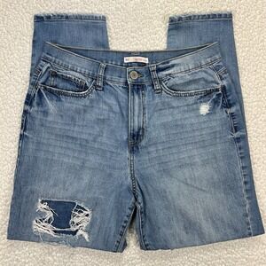 SO Curvy Mom Jeans Women's 11 (Actual‎ 30x28) Blue High Rise Casual Comfort